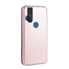 For Motorola Moto One Hyper Carbon Fiber Texture Horizontal Flip TPU + PC + PU Leather Case with Rope & Card Slot(Pink) - 3