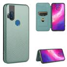 For Motorola Moto One Hyper Carbon Fiber Texture Horizontal Flip TPU + PC + PU Leather Case with Rope & Card Slot(Green) - 1