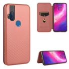 For Motorola Moto One Hyper Carbon Fiber Texture Horizontal Flip TPU + PC + PU Leather Case with Rope & Card Slot(Brown) - 1