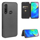 For Motorola Moto G Power Carbon Fiber Texture Horizontal Flip TPU + PC + PU Leather Case with Rope & Card Slot(Black) - 1