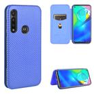 For Motorola Moto G Power Carbon Fiber Texture Horizontal Flip TPU + PC + PU Leather Case with Rope & Card Slot(Blue) - 1