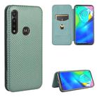 For Motorola Moto G Power Carbon Fiber Texture Horizontal Flip TPU + PC + PU Leather Case with Rope & Card Slot(Green) - 1