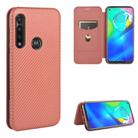 For Motorola Moto G Power Carbon Fiber Texture Horizontal Flip TPU + PC + PU Leather Case with Rope & Card Slot(Brown) - 1