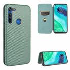 For Motorola Moto G8 Power(EU Version) Carbon Fiber Texture Horizontal Flip TPU + PC + PU Leather Case with Rope & Card Slot(Green) - 1