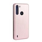 For Motorola Moto One Fusion Carbon Fiber Texture Horizontal Flip TPU + PC + PU Leather Case with Rope & Card Slot(Pink) - 3