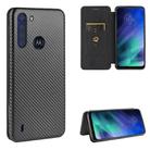 For Motorola Moto One Fusion Carbon Fiber Texture Horizontal Flip TPU + PC + PU Leather Case with Rope & Card Slot(Black) - 1