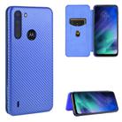 For Motorola Moto One Fusion Carbon Fiber Texture Horizontal Flip TPU + PC + PU Leather Case with Rope & Card Slot(Blue) - 1