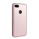 For Motorola Moto E6 Play Carbon Fiber Texture Horizontal Flip TPU + PC + PU Leather Case with Rope & Card Slot(Pink) - 3