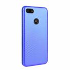 For Motorola Moto E6 Play Carbon Fiber Texture Horizontal Flip TPU + PC + PU Leather Case with Rope & Card Slot(Blue) - 3