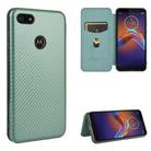 For Motorola Moto E6 Play Carbon Fiber Texture Horizontal Flip TPU + PC + PU Leather Case with Rope & Card Slot(Green) - 1