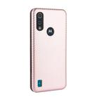 For Motorola Moto E6s (2020) Carbon Fiber Texture Horizontal Flip TPU + PC + PU Leather Case with Rope & Card Slot(Pink) - 3