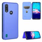 For Motorola Moto E6s (2020) Carbon Fiber Texture Horizontal Flip TPU + PC + PU Leather Case with Rope & Card Slot(Blue) - 1