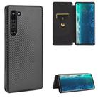 For Motorola Moto Edge Carbon Fiber Texture Horizontal Flip TPU + PC + PU Leather Case with Rope & Card Slot(Black) - 1