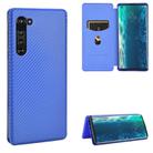 For Motorola Moto Edge Carbon Fiber Texture Horizontal Flip TPU + PC + PU Leather Case with Rope & Card Slot(Blue) - 1