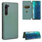 For Motorola Moto Edge Carbon Fiber Texture Horizontal Flip TPU + PC + PU Leather Case with Rope & Card Slot(Green) - 1