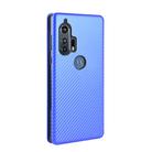 For Motorola Moto Edge Plus Carbon Fiber Texture Horizontal Flip TPU + PC + PU Leather Case with Rope & Card Slot(Blue) - 3