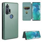 For Motorola Moto Edge Plus Carbon Fiber Texture Horizontal Flip TPU + PC + PU Leather Case with Rope & Card Slot(Green) - 1