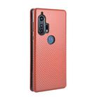 For Motorola Moto Edge Plus Carbon Fiber Texture Horizontal Flip TPU + PC + PU Leather Case with Rope & Card Slot(Brown) - 3