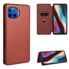 For Motorola Moto G 5G Plus Carbon Fiber Texture Horizontal Flip TPU + PC + PU Leather Case with Rope & Card Slot(Brown) - 1