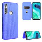 For Motorola Moto G Fast Carbon Fiber Texture Horizontal Flip TPU + PC + PU Leather Case with Rope & Card Slot(Blue) - 1