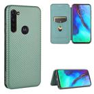 For Motorola Moto G Stylus Carbon Fiber Texture Horizontal Flip TPU + PC + PU Leather Case with Rope & Card Slot(Green) - 1