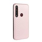 For Motorola Moto G8 Plus Carbon Fiber Texture Horizontal Flip TPU + PC + PU Leather Case with Rope & Card Slot(Pink) - 3