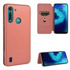 For Motorola Moto G8 Power Lite Carbon Fiber Texture Horizontal Flip TPU + PC + PU Leather Case with Rope & Card Slot(Brown) - 1