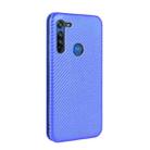 For Motorola Moto G8 Carbon Fiber Texture Horizontal Flip TPU + PC + PU Leather Case with Rope & Card Slot(Blue) - 3