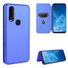 For Motorola Moto P40 Power / One Action Carbon Fiber Texture Horizontal Flip TPU + PC + PU Leather Case with Rope & Card Slot(Blue) - 1