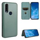 For Motorola Moto P40 Power / One Action Carbon Fiber Texture Horizontal Flip TPU + PC + PU Leather Case with Rope & Card Slot(Green) - 1