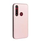 For Motorola Moto One Macro / G8 Play Carbon Fiber Texture Horizontal Flip TPU + PC + PU Leather Case with Rope & Card Slot(Pink) - 3