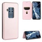 For Motorola Moto One Zoom Carbon Fiber Texture Horizontal Flip TPU + PC + PU Leather Case with Rope & Card Slot(Pink) - 1