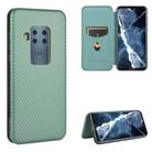 For Motorola Moto One Zoom Carbon Fiber Texture Horizontal Flip TPU + PC + PU Leather Case with Rope & Card Slot(Green) - 1