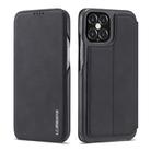 For iPhone 12 / 12 Pro LC.IMEEKE Hon Ancient Series Horizontal Flip Leather Case with Holder & Card Slot(Black) - 1