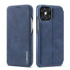 For iPhone 12 / 12 Pro LC.IMEEKE Hon Ancient Series Horizontal Flip Leather Case with Holder & Card Slot(Blue) - 1