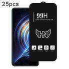 For Redmi K50 25pcs High Aluminum Large Arc Full Screen Tempered Glass Film - 1