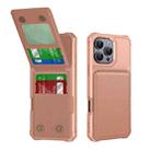 For iPhone 16 Pro Vertical Flip Card Bag Holder Leather Phone Case(Rose Gold) - 1