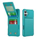 For iPhone 16 Plus Vertical Flip Card Bag Holder Leather Phone Case(Cyan Green) - 1