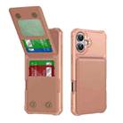 For iPhone 16 Vertical Flip Card Bag Holder Leather Phone Case(Rose Gold) - 1