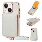 For iPhone 14 Plus VIETAO Litchi Texture Wallet PU Phone Case with Lanyard(White) - 1