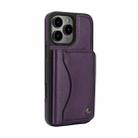 For iPhone 16 Pro Max AwQuer Horizontal Flip Card Bag Holder Leather Phone Case(Dark Purple) - 2