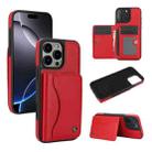 For iPhone 16 Pro Max AwQuer Horizontal Flip Card Bag Holder Leather Phone Case(Red) - 1