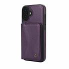 For iPhone 16 Plus AwQuer Horizontal Flip Card Bag Holder Leather Phone Case(Dark Purple) - 2