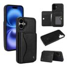 For iPhone 16 AwQuer Horizontal Flip Card Bag Holder Leather Phone Case(Black) - 1