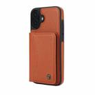 For iPhone 16 AwQuer Horizontal Flip Card Bag Holder Leather Phone Case(Brown) - 2