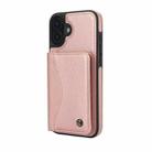 For iPhone 16 AwQuer Horizontal Flip Card Bag Holder Leather Phone Case(Rose Gold) - 2