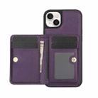 For iPhone 15 Plus AwQuer Horizontal Flip Card Bag Holder Leather Phone Case(Dark Purple) - 2