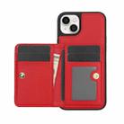 For iPhone 15 Plus AwQuer Horizontal Flip Card Bag Holder Leather Phone Case(Red) - 2