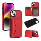 For iPhone 14 Plus AwQuer Horizontal Flip Card Bag Holder Leather Phone Case(Red) - 1