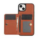 For iPhone 14 / 13 AwQuer Horizontal Flip Card Bag Holder Leather Phone Case(Brown) - 2